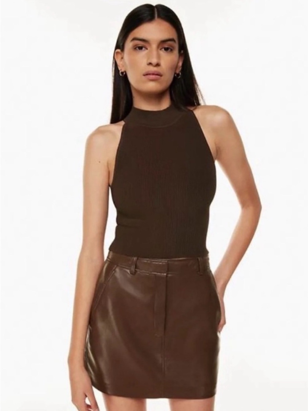 NWT Aritzia Babaton Sculpt Knit Mockneck Halter Top